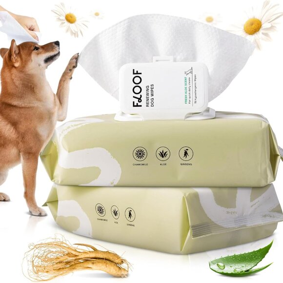 Hypoallergenic Dog Wipes – Natural Aloe Grooming Wipes for Paws Face Ears Eyes & - Picture 1 of 9